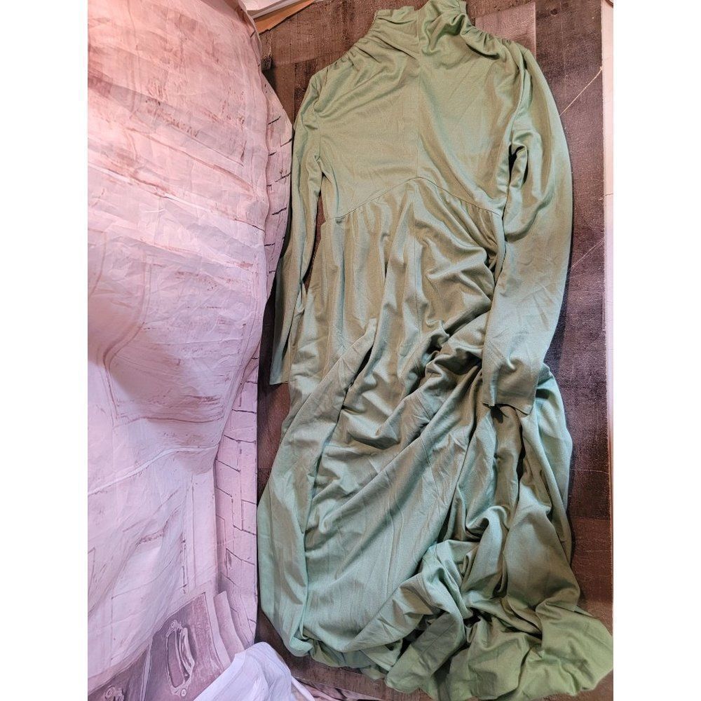Bianchi green long sleeve‎ dress pistachio turtle neck